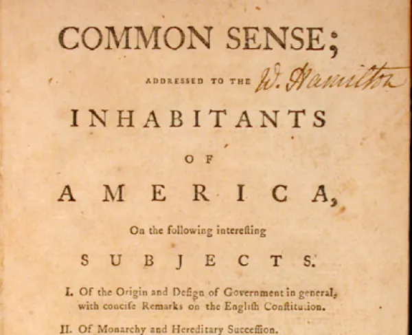 Cover page to the pamphlet "Common Sense"
